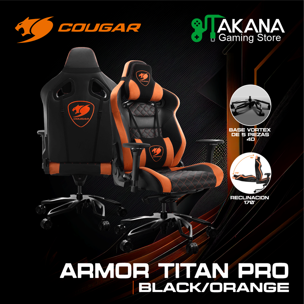 Silla Gamer Cougar ARMOR Titan Pro Black/Orange (PN: 3MTITANS.0001)